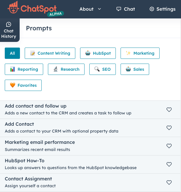 Screenshot of HubSpot's ChatSpot.ai Tool